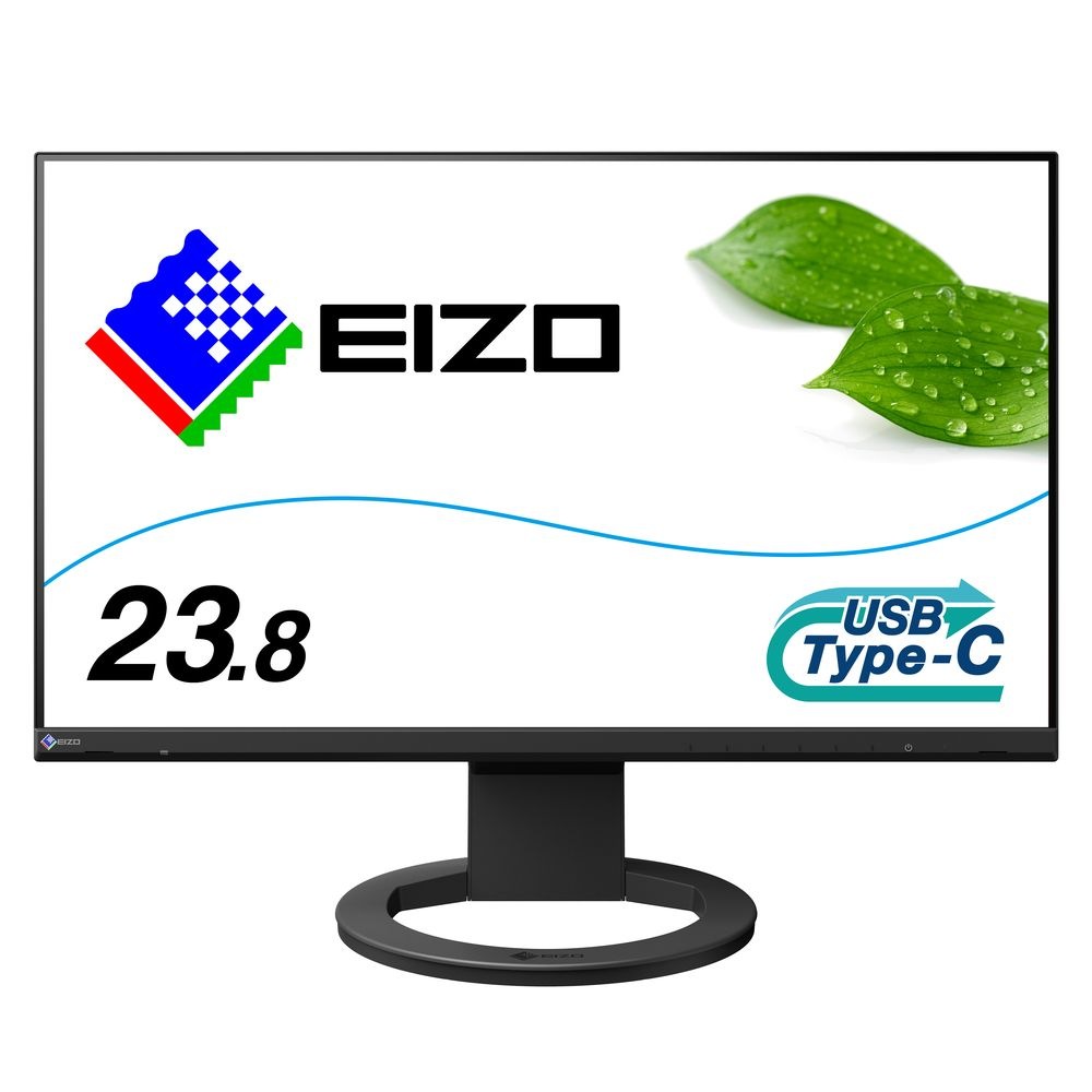 EIZO 液晶ディスプレイ(23.8型/IPS/FullHD 1920×1080/60Hz/5ms/HDMI/DP/USB Type-C/VESA/5年保証)(ブラック) EV2480ZBK