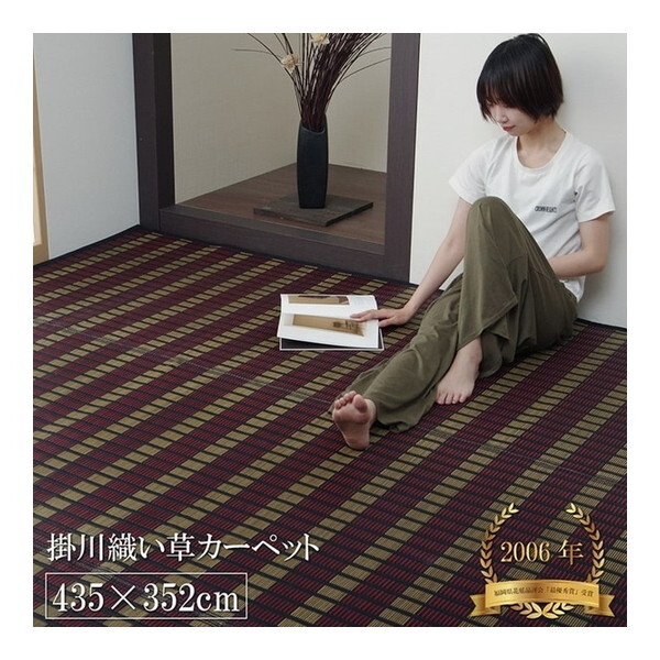 1080360030802 【福岡県品評会最優秀賞】敷物 国産 日本製 純国産 い草 掛川織 花ござ 抗菌防臭 自然素材 モダン ブラック 江戸間10畳 約435×352cm メーカー直送