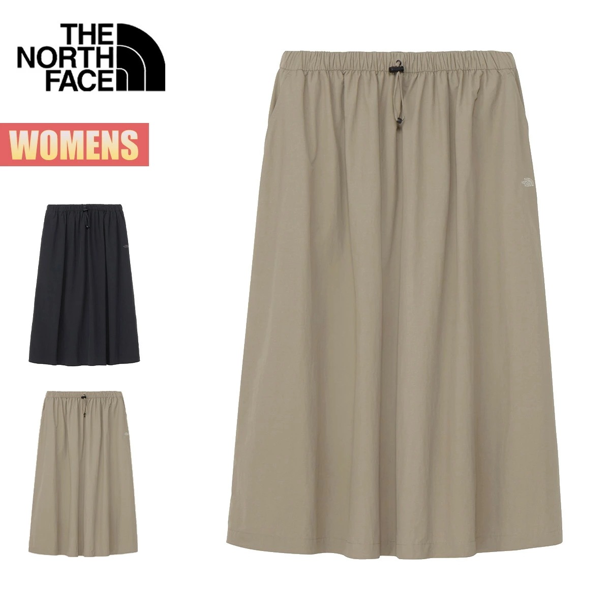 レディース スカート ジャーニーズギャザースカート Journeys Gathered Skirt ナイロン ロング丈 カジュアル シンプル アウトドア デイリーウエア ブラック フォールンロック