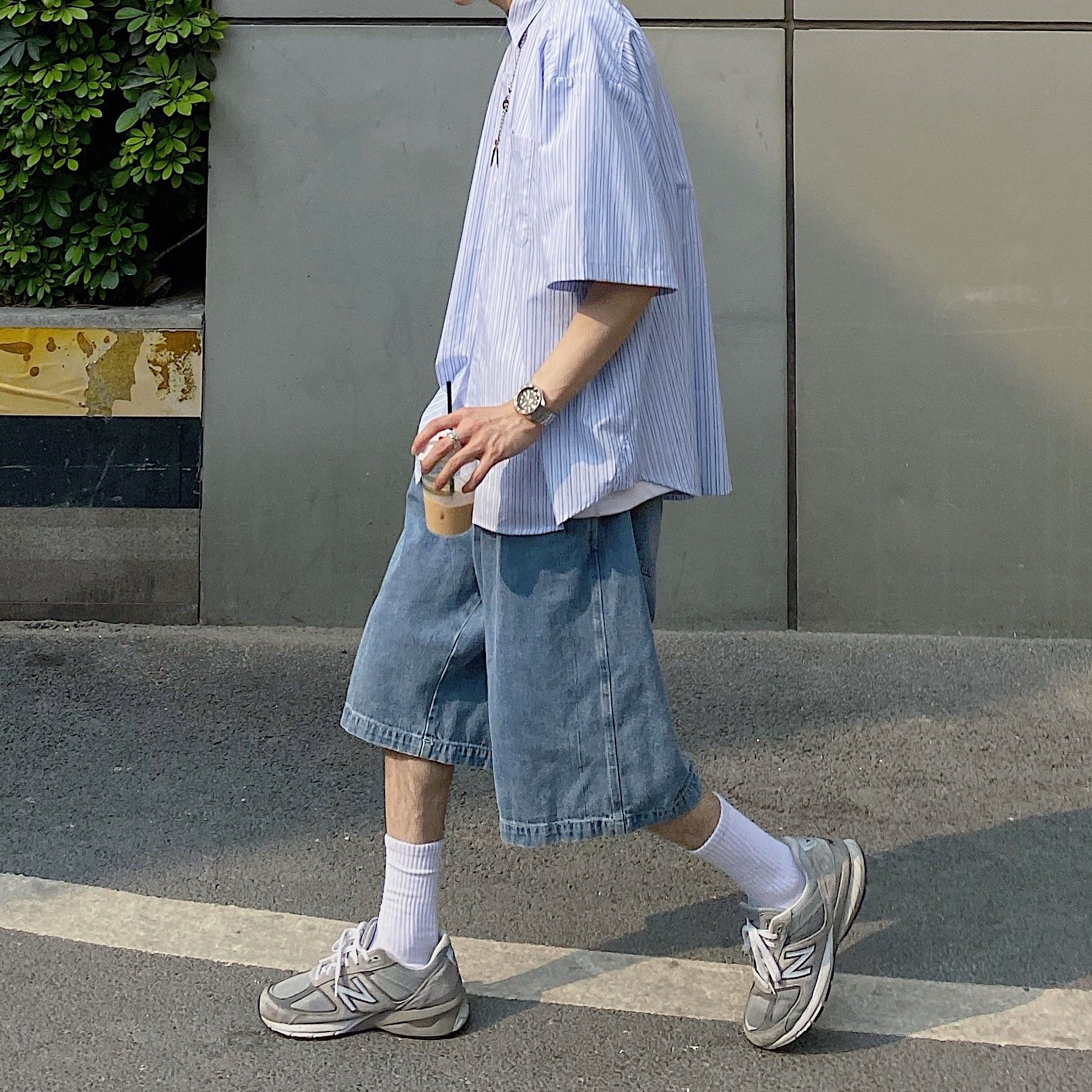 Qoo10] デニム ハーフパンツ メンズ ゆったり