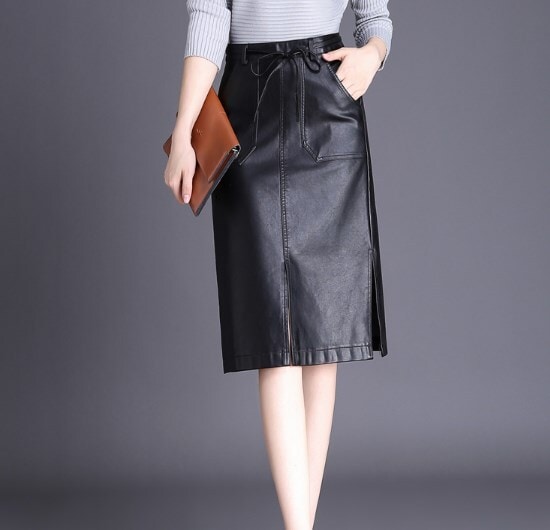 レザースカートレディースオープンフォーク秋冬スキニーバッグヒップスカートステップスカート スカート 膝上 ミディアム丈 Aライン 大人可愛い きれいめ シンプル カジュアル 大人 おしゃれ かっこいい