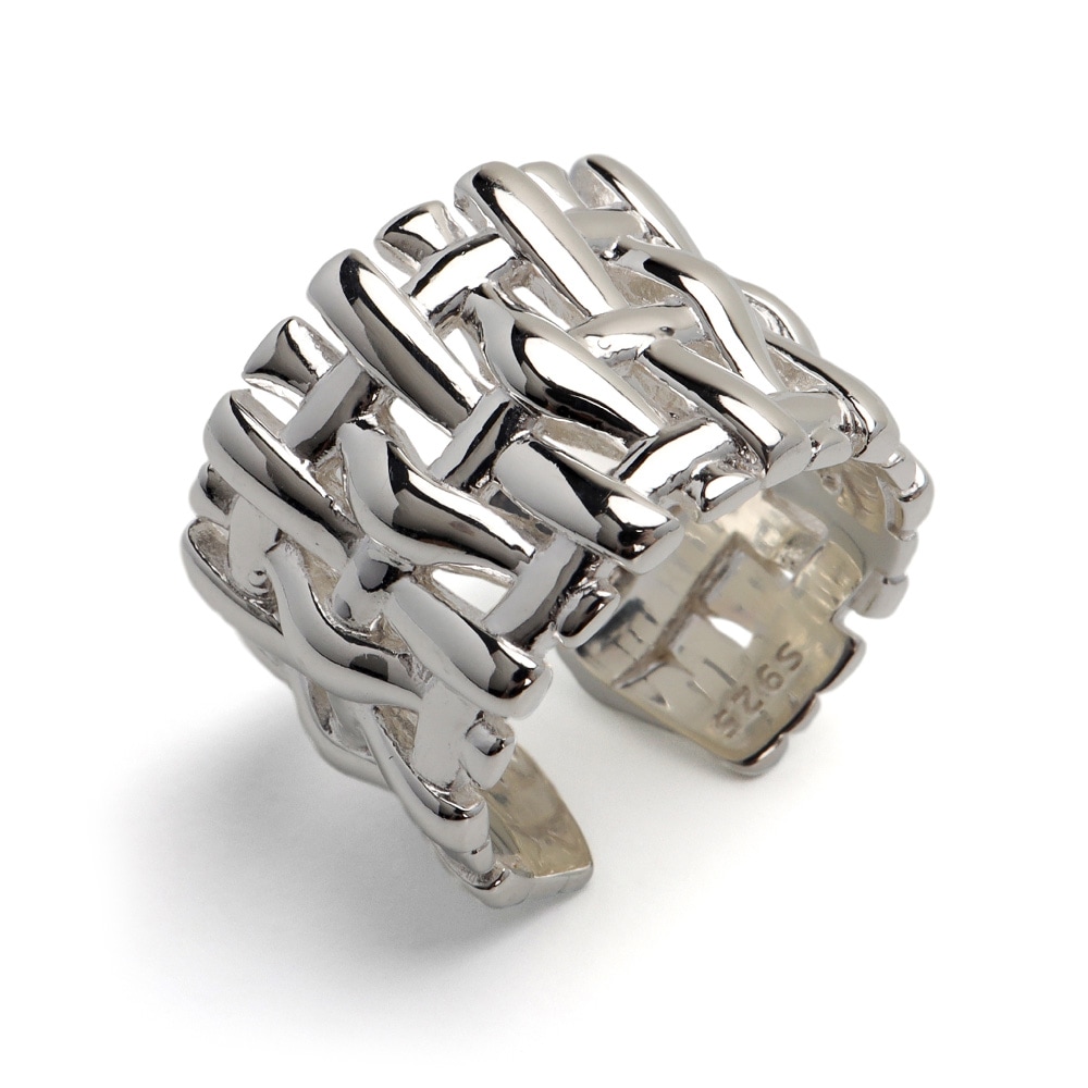 シルバー925 ワイドリング 編み込み [cr595]