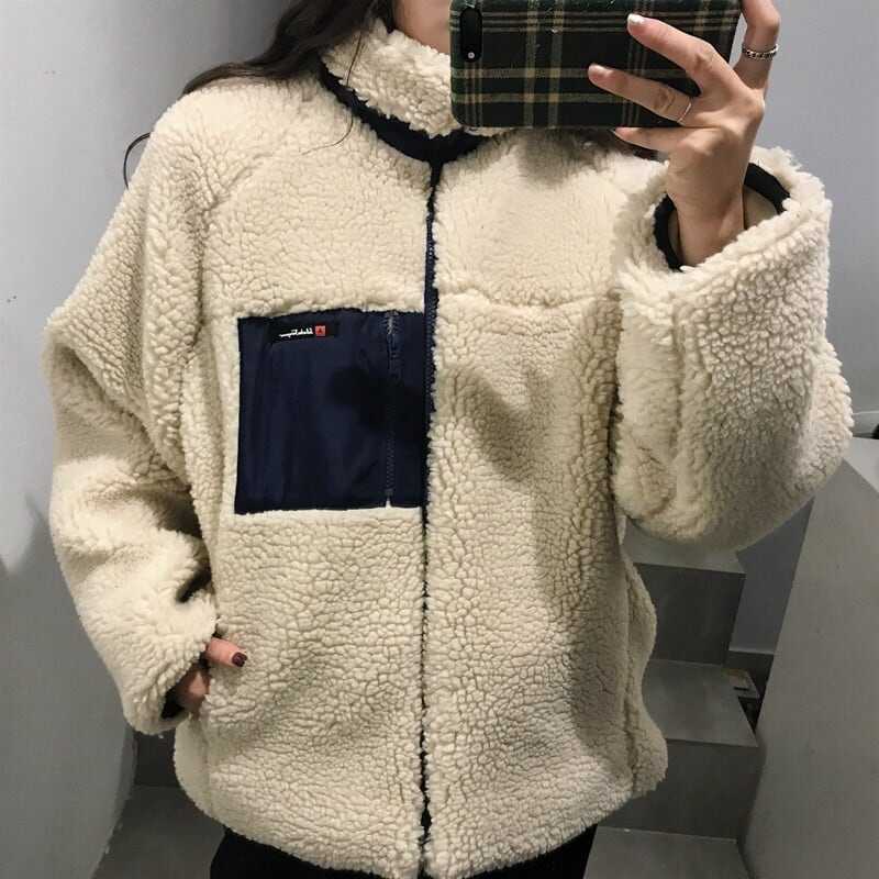 ボアブルゾン レディース ジャケット アウター ダウンコート フフリース もこもこ ミディアム丈 フード ボア バイカラー ポケット付き 韓国風 軽い 軽量 フード付き 冬服 厚手 アウター lout