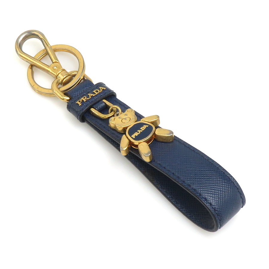 プラダ PRADA キーリング レザー/メタル ネイビー ユニセックス 56292a