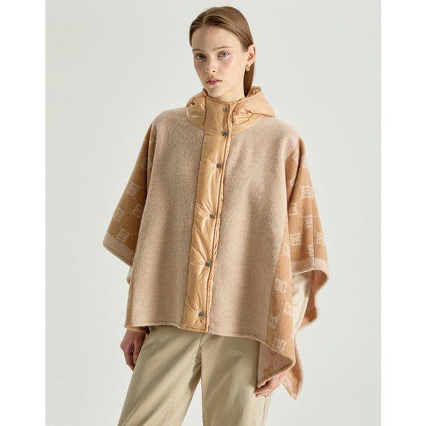 [25FW] キャメルウールカシミア DDロゴ フード付きショール DLMU5D001CM