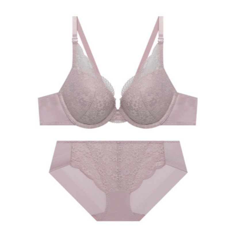 ディープV フェミニン レースブラパンツ セット - インディピンク 80C 95