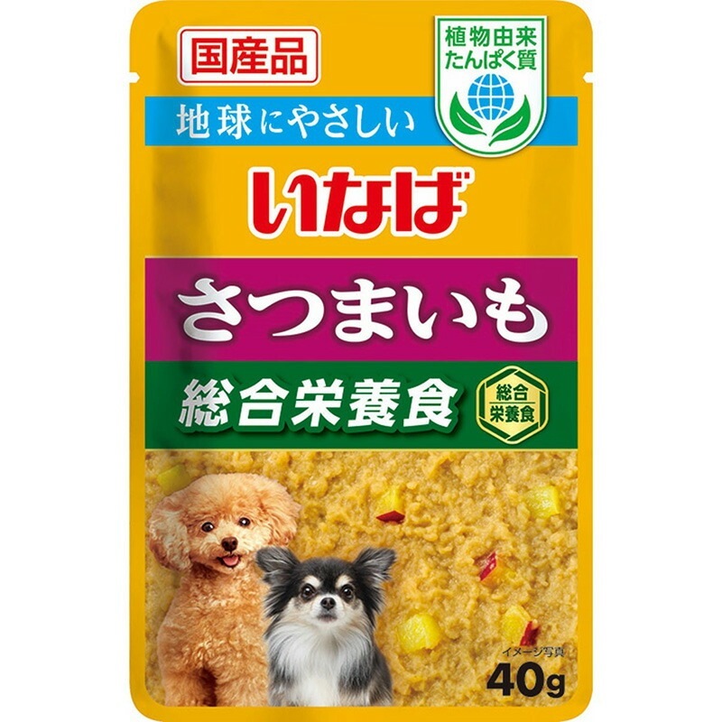（まとめ買い）いなば 植物由来たんぱく質パウチ さつまいも 40g 犬用フード [x48]