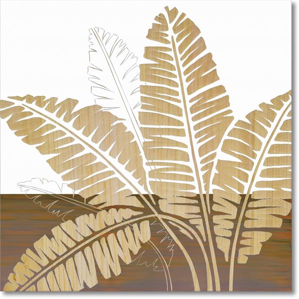 ユーパワー ウッドスカルプチャーアート 60x60cm 「バナナリーフ」WH+NP