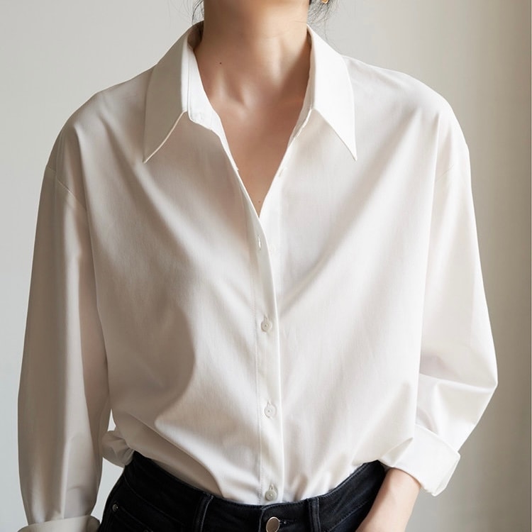 シャツ ブラウス レディース トップス オフィスカジュアル シンプル ガーリー フェミニン 定番アイテム 白 ホワイト カジュアル ラフ オフィス 10代 20代 30代 学生 大人 お洒落 ゆったり