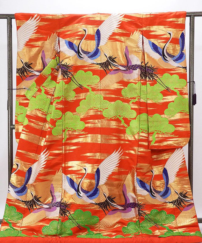 色打掛 正絹 霞 舞鶴 松 打掛 花嫁衣裳 婚礼 中古 リサイクル ブライダル ウエディング 着物 e3205