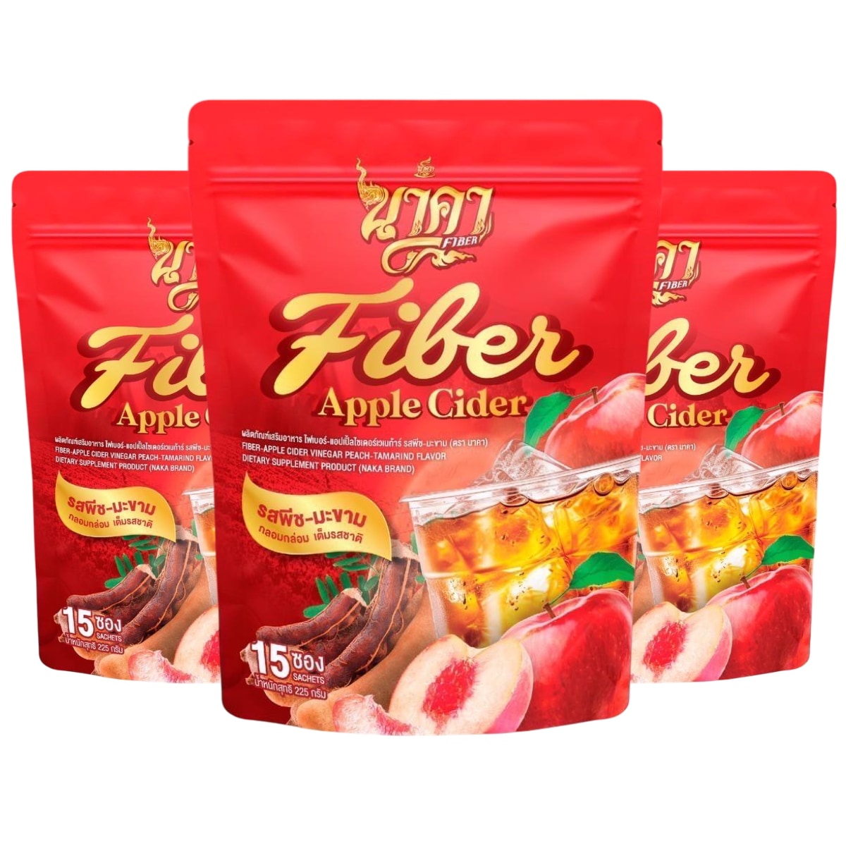 NAKA FIBER Apple Cider 15 Sachets x 3 Packs