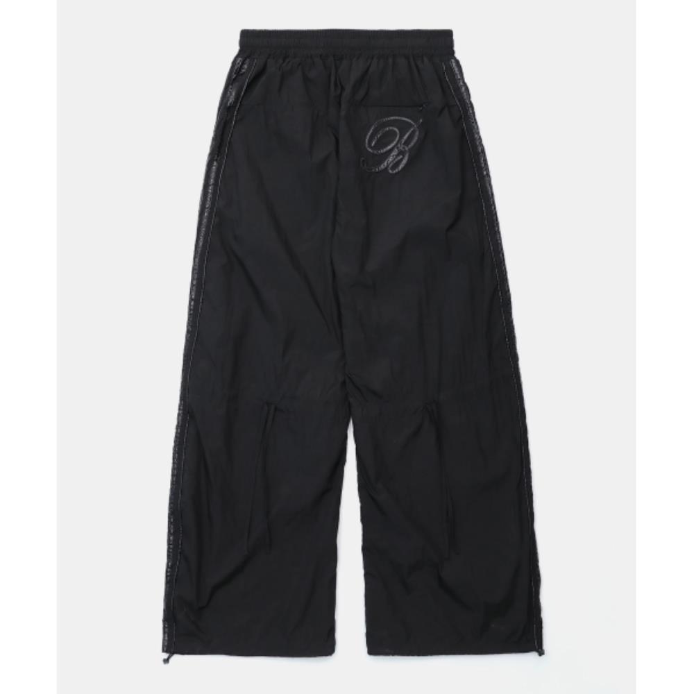 BADBLOOD Dark Billy Nylon Curved Track Pants Black w-pts