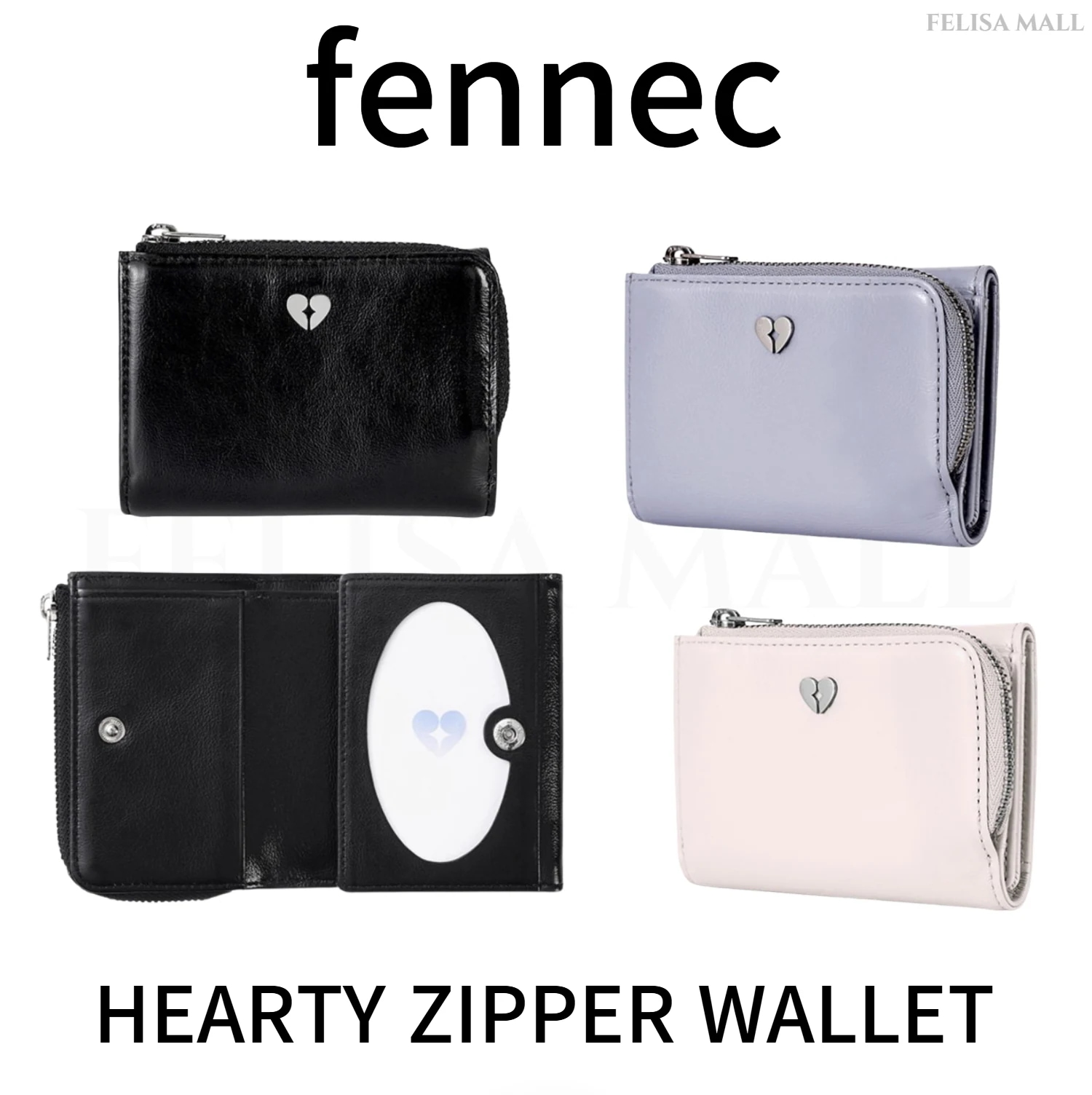 [FENNEC] HEARTY ZIPPER WALLET コイン収納 三段財布 韓国人気