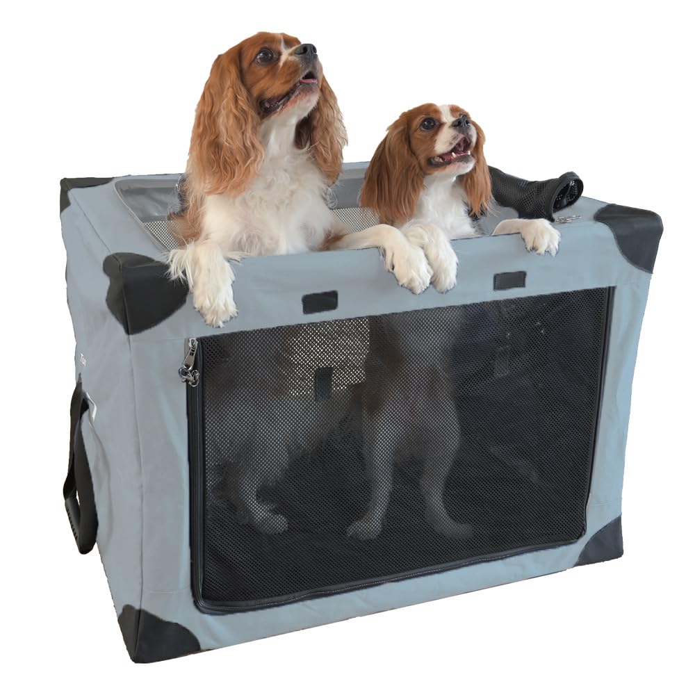 シンセーインターナショナル ペットキャリー 犬 猫 キャリー 折りたたみケージ ペットクレート Lサイズ グレー