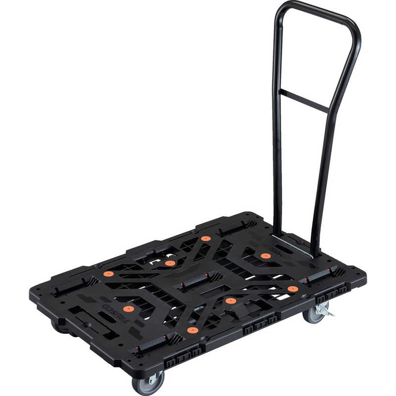 トラスコ中山　TRUSCO連結式樹脂製平台車ビートル900X600自在5輪内2輪ストッパー付脱着式ハンドル付 　BT900J5S2HE100