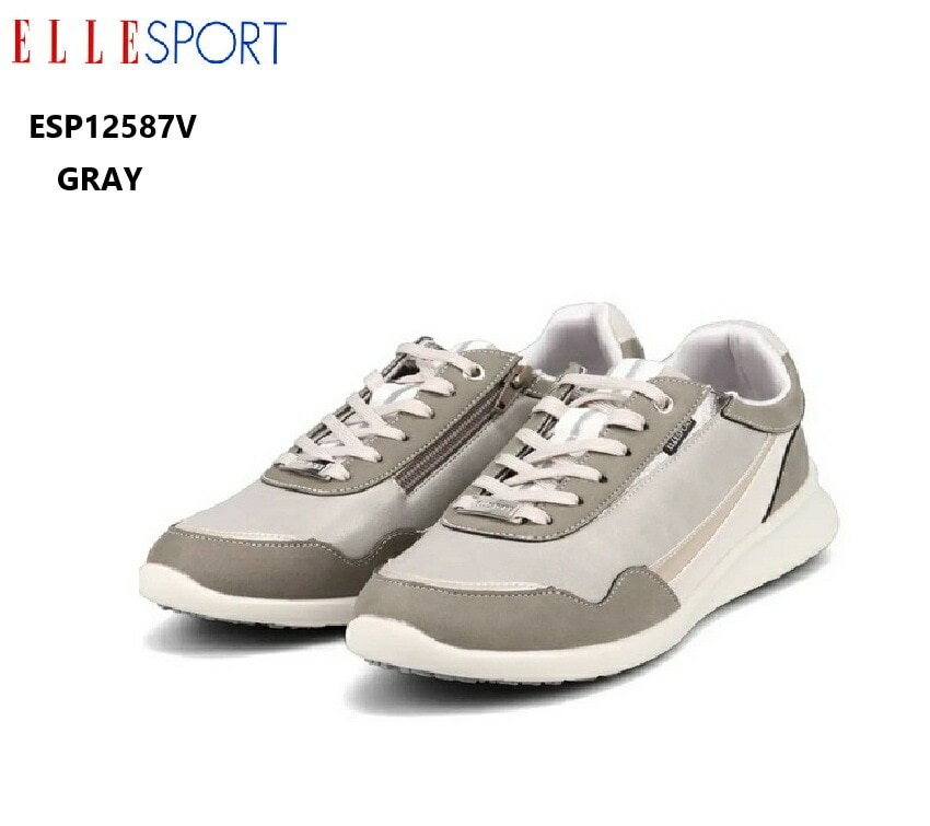 (エル スポーツ)ESP12587V ELLE SPORT レディス 厚底カジュアルサイドジッパースニーカー 防水防滑仕様 史上最高峰のエレガンス仕様 3.5cmヒールとスタイルアップ効果 大人の女性