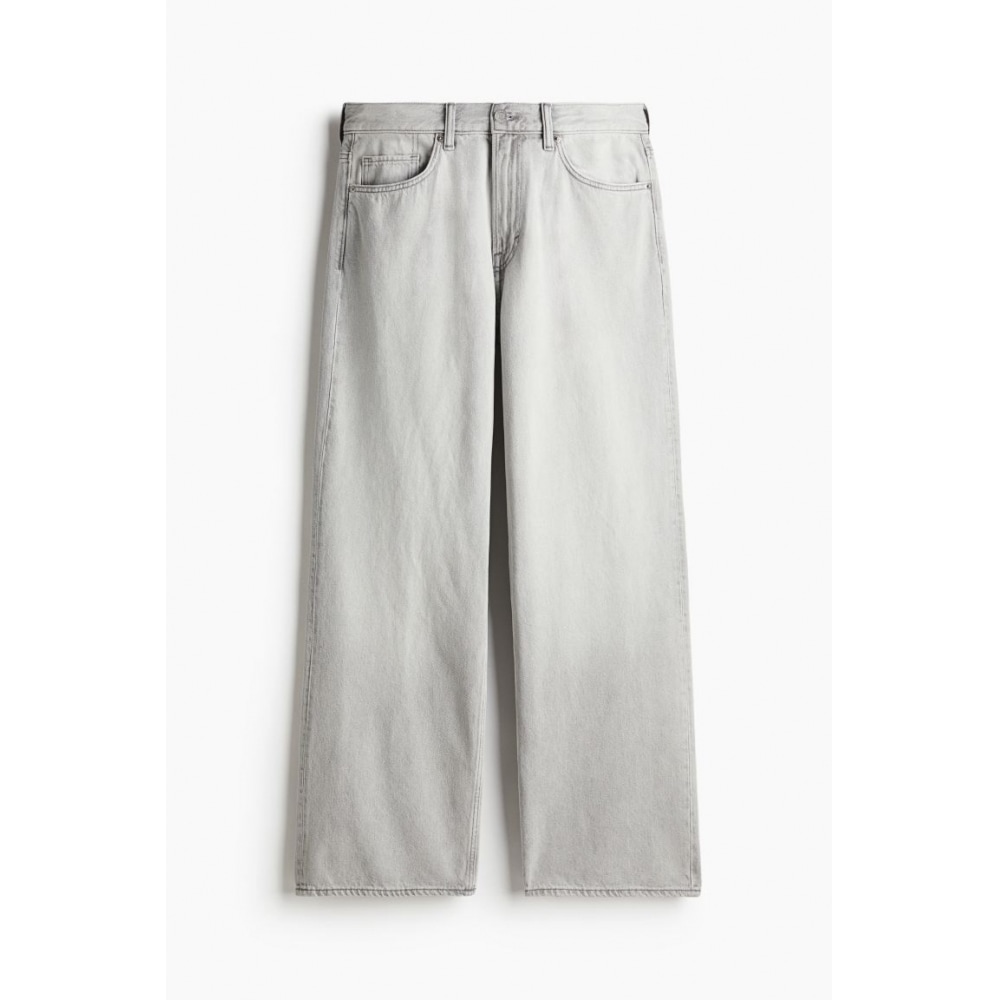 H&M ルーズハイウエストジーンズライトデニムグレー