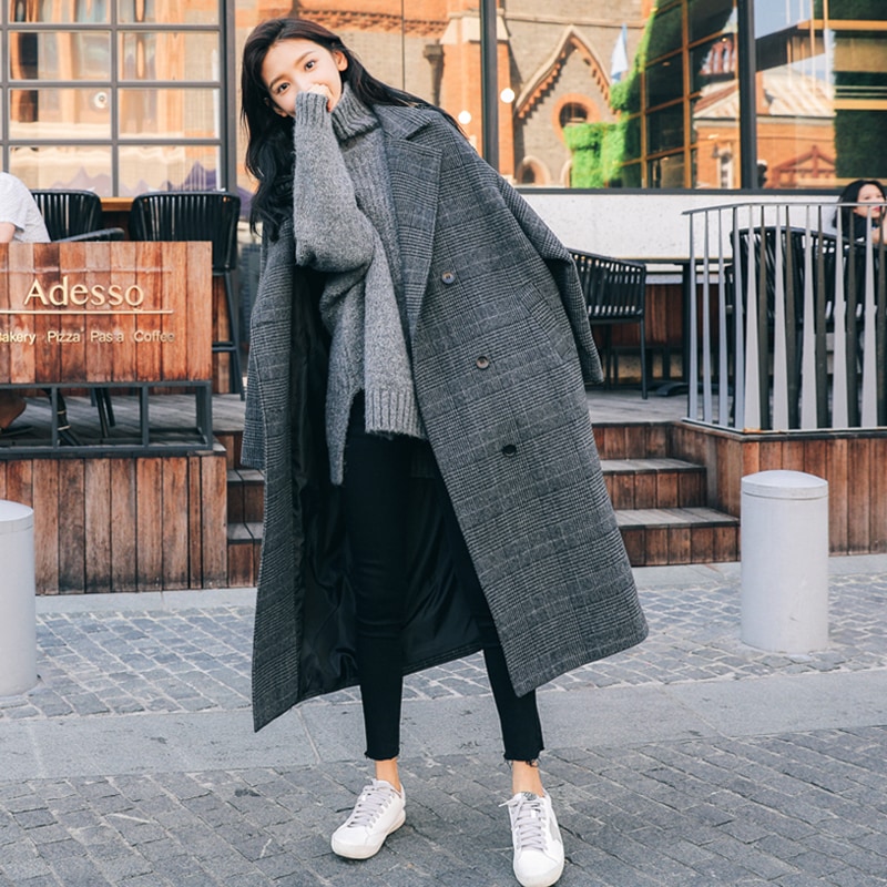 コート レディース アウター 中厚手 オーバーサイズ ゆったり 秋冬 防寒 グレンチェック柄