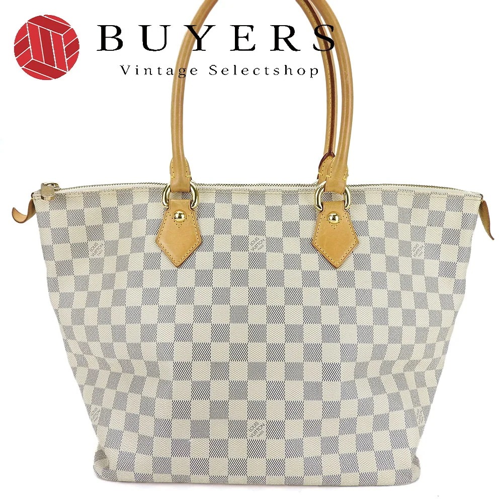 中古 ハンドバッグ サレヤMM N51185 ダミエアズールキャンバス ヌメ革 ホワイト 普段使い レディース 女性