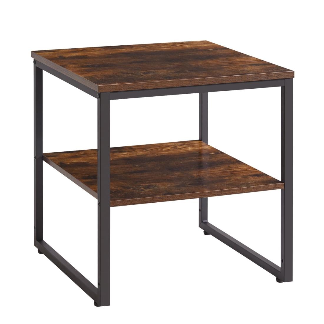 今がチャンステーブル サイドテーブルの幅50奥行50高さ50cm ベッドサイドテーブル ローテーブル 正方形 小型冷蔵庫ラック 調節可能な収納棚付き プリンタースタンド 素朴なブラウン YD-TM15