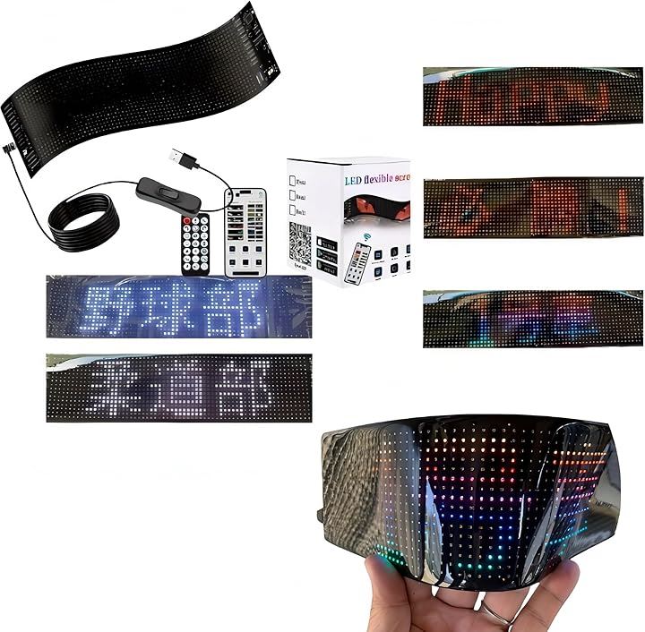 LED電光掲示板 観光バス 小型メッセージボード USB電源 アプリ対応 案内表示・インバウンド対応(ブラック, 9.2cmX37.4cm)