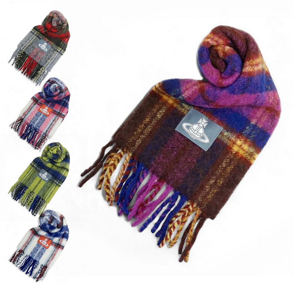 並行輸入品 マフラー マフラー タータンチェック チャンキーニット オーブロゴ CHUNKY TARTAN 8103014F-W01BM メンズ レディース ユニセックス ブランド 喜ばれるギフト