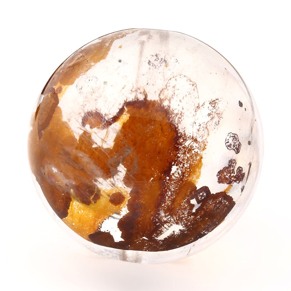 「1点もの 現品」 1粒売り 天然 オーラクォーツ ブラジル産 14mm パワーストーン バラ売り 天然石 パワーストーン ばら売り ビーズ 穴あき 1玉売り アクセサリー パー zz000122-s