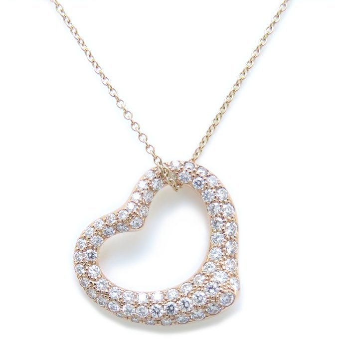 オープンハート ネックレス ダイヤモンド エルサペレッティ 750PG K18RG ローズゴールド/293941【中古】