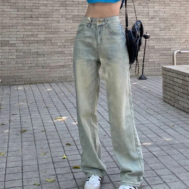 2024 春夏デニムパンツ ストレート 薄色 サマーファッション カジュアル