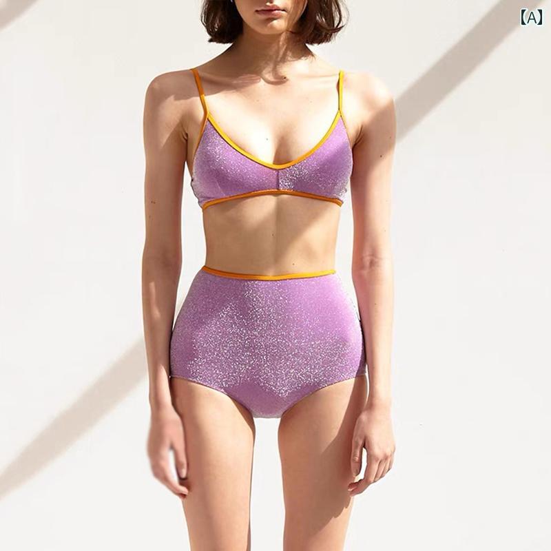 ビキニ 水着 セパレート レディース 女性用 婦人用 スイムウェア かわいい おしゃれ 温泉 セクシー パープル ブラック