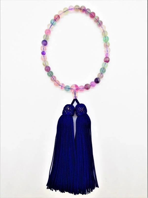 数珠 冠婚葬祭 宗教用品 キッチン 日用品 文具 天然石 お念珠 フローライト 片手用 宗派共通