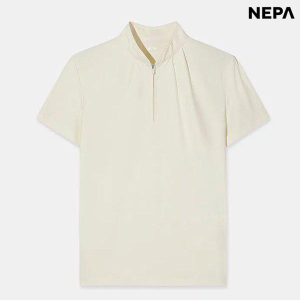 女性用アイストリコット半袖ジップアップTシャツ（7M45423-E01）