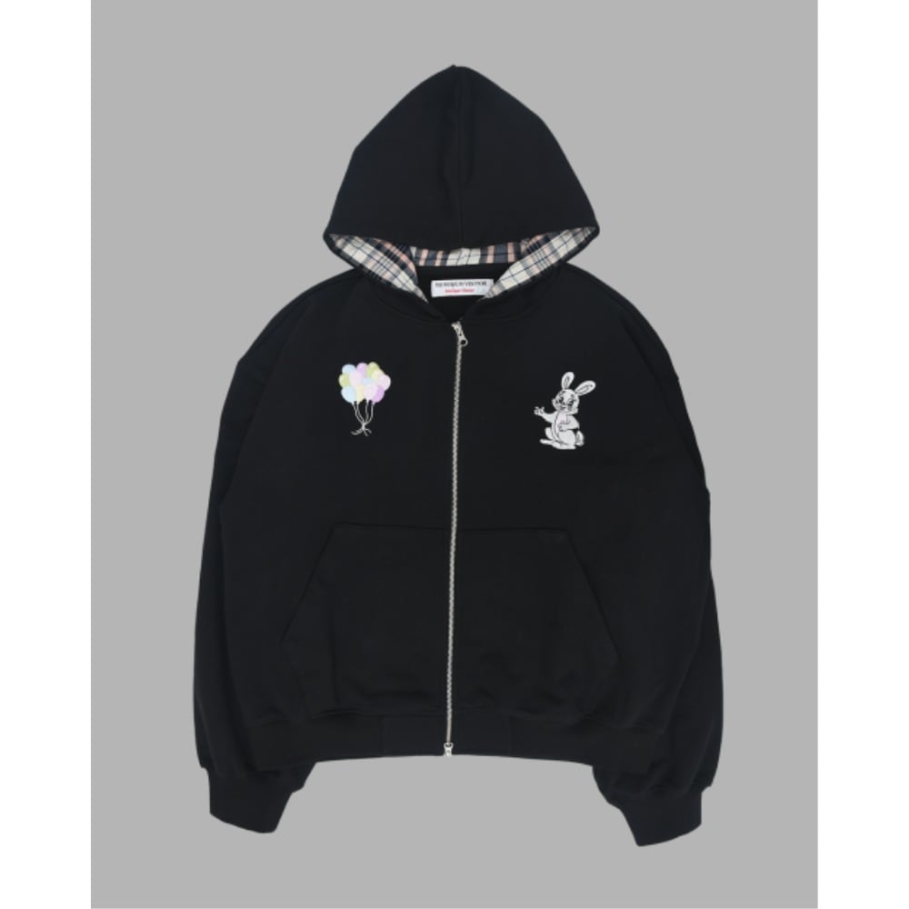 THE MUSEUM VISITOR RABBIT EMBROIDERY ZIPUP HOODIE BLACK 14,832円
