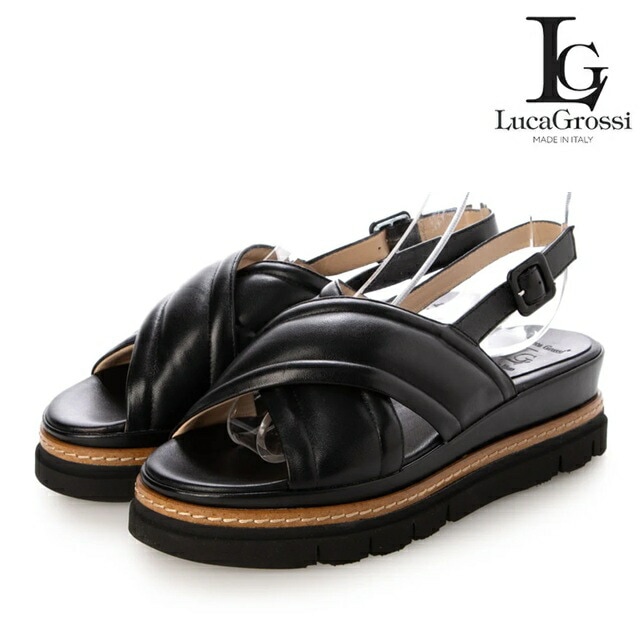 Luca Grossi ルカグロッシ サンダル レディース レザー H274S イタリア製 フラット 本革 ベルトサンダル ストラップ　レザーサンダル 厚底 本革