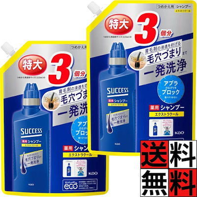 他サイト： 【大容量】 サクセス 薬用シャンプー エクストラクール つめかえ用 960ml [医薬部外品] アブラ ワックス ニオイ 一発洗浄の商品画像