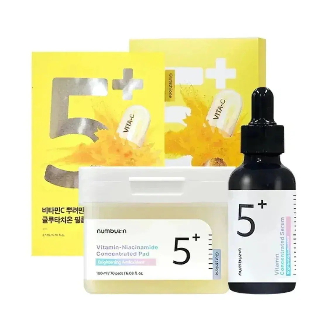 【5番セット】 5番 白玉グルタチオンC美容液 30ml + 5番 白玉グルタチオンCフィルムパッド 70枚 + 5番 白玉グルタチオンCふりかけマスク 5枚