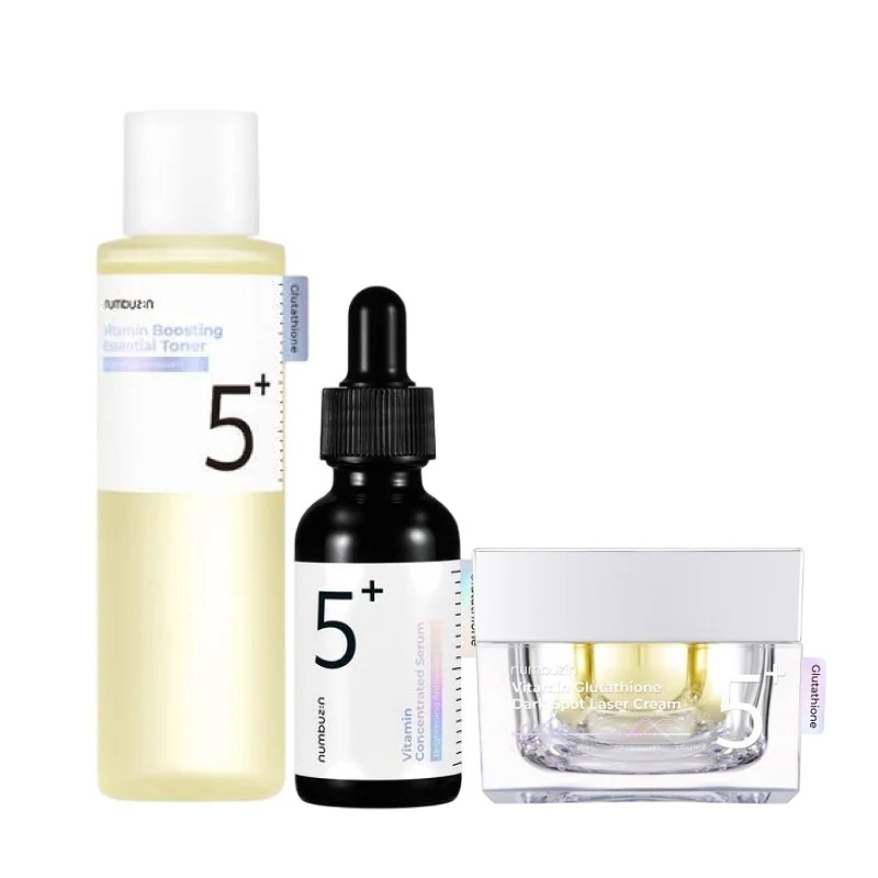 5番 白玉グルタチオン C 3点 セット(ビタ水液エッセンシャルトナー200ml + 跡アンプル30ml + 跡トーニングレーザークリーム50ml)