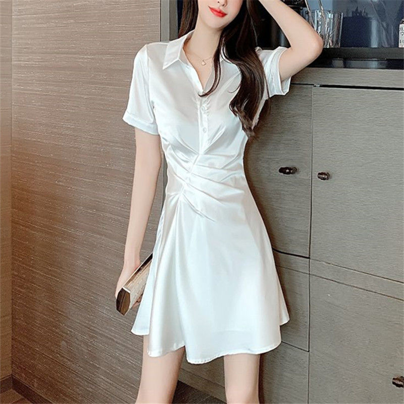 プリーツスカート 脚魅せミニスカート フレアスカート話題！サテンスカートプレミアム感のあるコットンシルクドレススリムハーフボディドレス マーメイドスカートマキシスカート