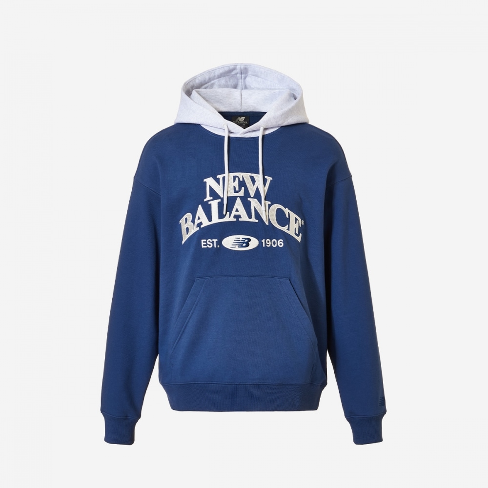 ニューバランス UNI ブリッジグラフィックパーカー (セミオーバーフィット) NBN0EB2823-(50) ブルー