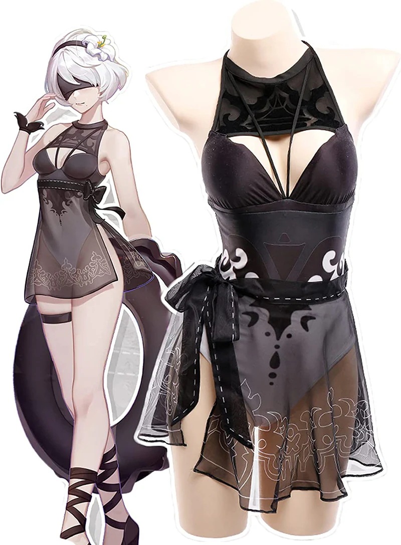 2B 水着 ビキニ NieR Automata ニーアオートマタ ヨルハ二号B型 コスプレ衣装 アイマスク付き ウィッグ追加可