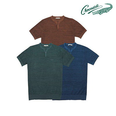 夏綿混紡半袖ヘンリーネックTシャツCDAABKR2311