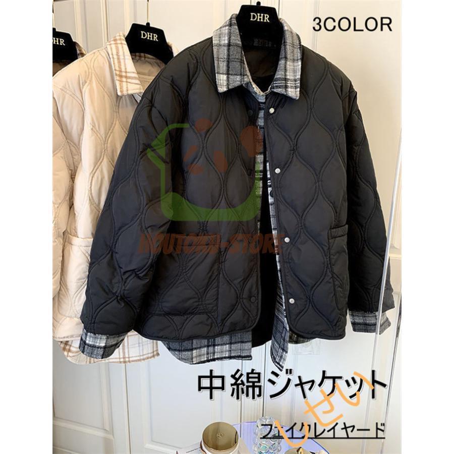 中綿ジャケット レディース 冬コート フェイクレイヤードジャケット カジュアル 秋冬 オシャレ アウター 暖かい 防風 通勤通学