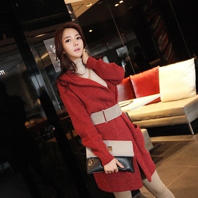 [PINK SECRET]2014年秋冬新商品ワイドフードニットカーディガン