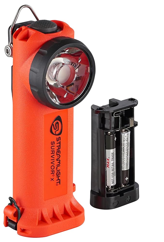 Streamlight 90950 Survivor X 250ルーメン 直角消防士用懐中電灯 単3形アルカリ電池3本付き オレンジ