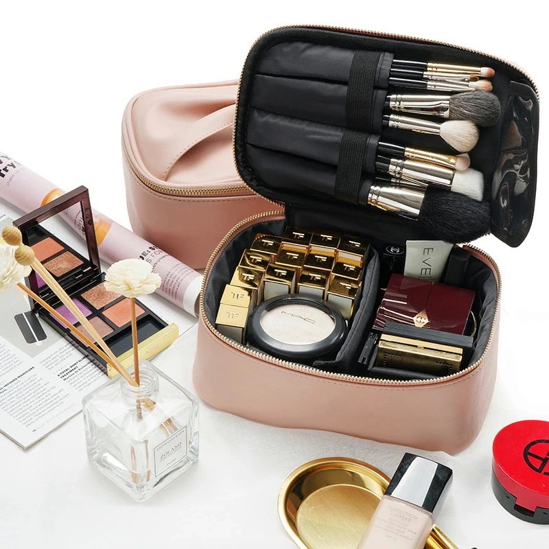 お急ぎくださいバニティポーチ 化粧ポーチ 大容量 かわいい ブラシ入れ 機能的 リボンハンドル 化粧ボックス 持ち運び 仕切り バニティケース コスメポーチ メイクポーチ コスメケース ミニメイクボッ