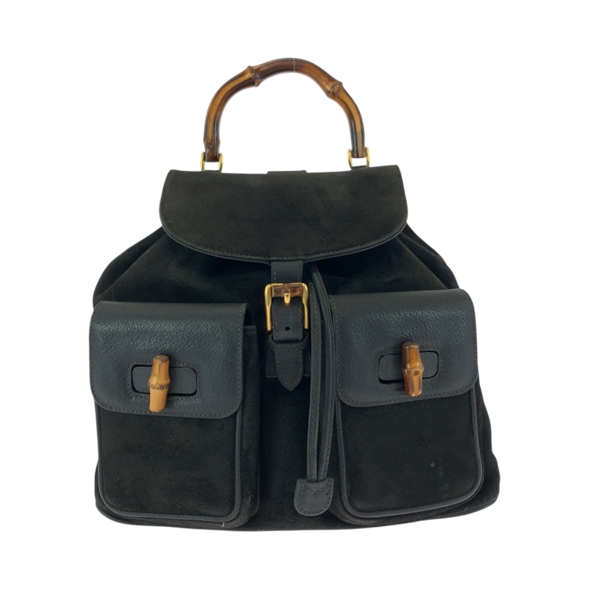 バンブー ブラック 黒 ブラウン ゴールド金具 スウェード/レザー 003 2058 0016 リュックサック バックパック レディース 502043