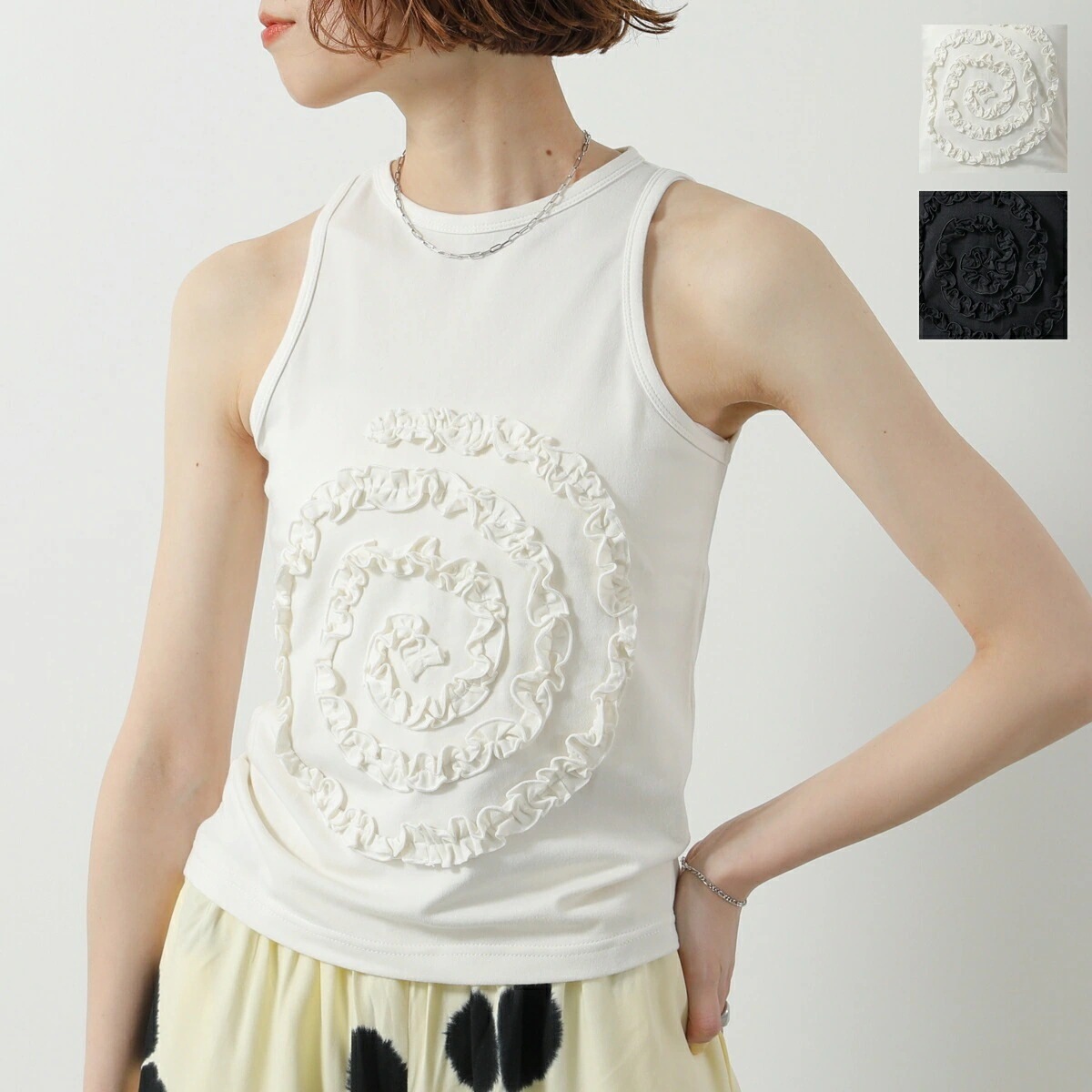 SUKU HOME スクホーム タンクトップ Frill Swirl Tank フリル スワール レディース ノースリーブ クルーネック カラー2色 【mega】