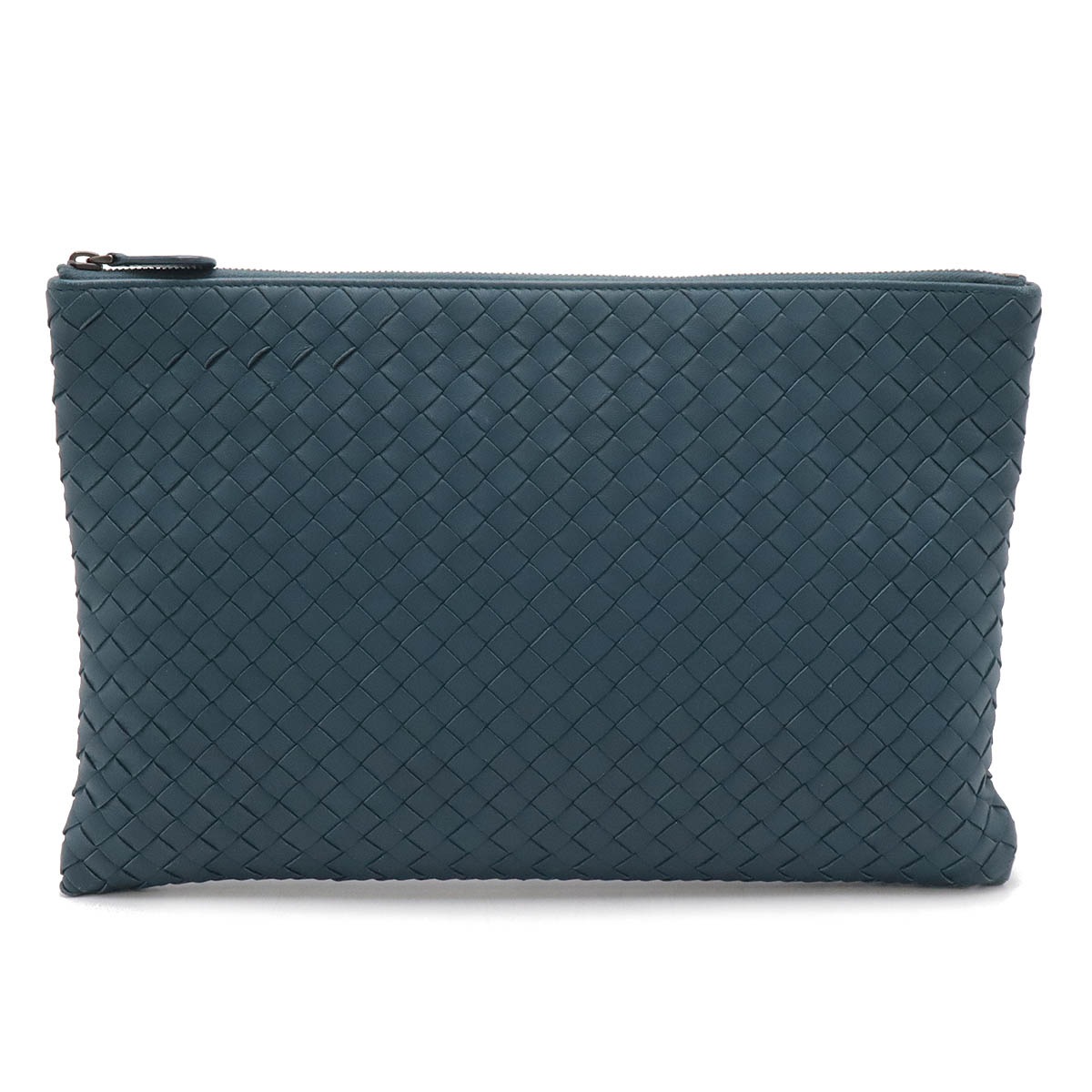 ボッテガベネタ イントレチャート クラッチバッグ ドキュメントケース ポーチ レザー ピーコックブルー 52243