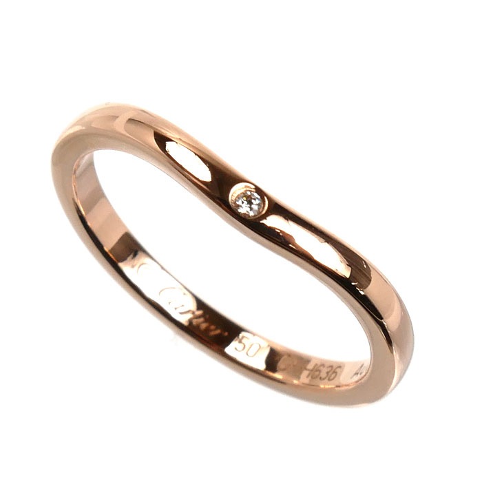 CARTIER カルティエ K18PG ピンクゴールド バレリーナ カーブ ウェディング 3Pダイヤ リング・指輪 B4098650 ダイヤモンド 10号 50 2.3g レディース 中古 美品