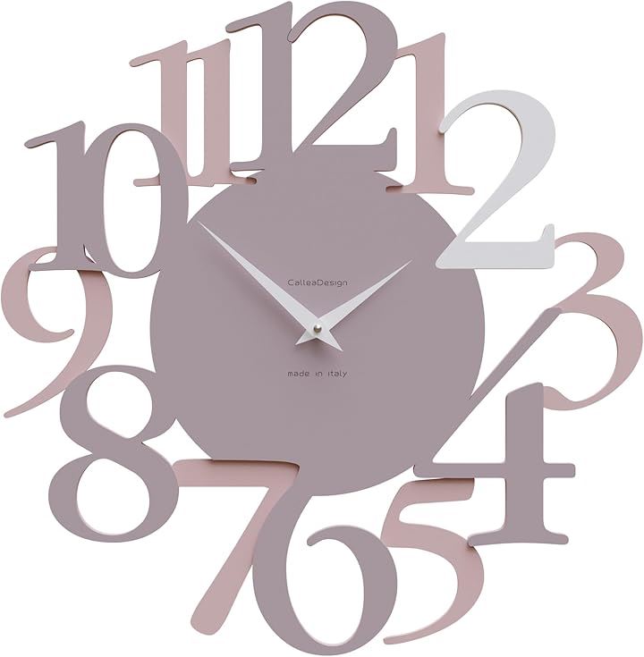 イタリア工房の熟練職人による手作り掛時計 壁掛け時計 Russell プラムグレー サイズ44x45cm MADE IN ITALY イタリア製 おしゃれ 静音 木製(グレープラム)